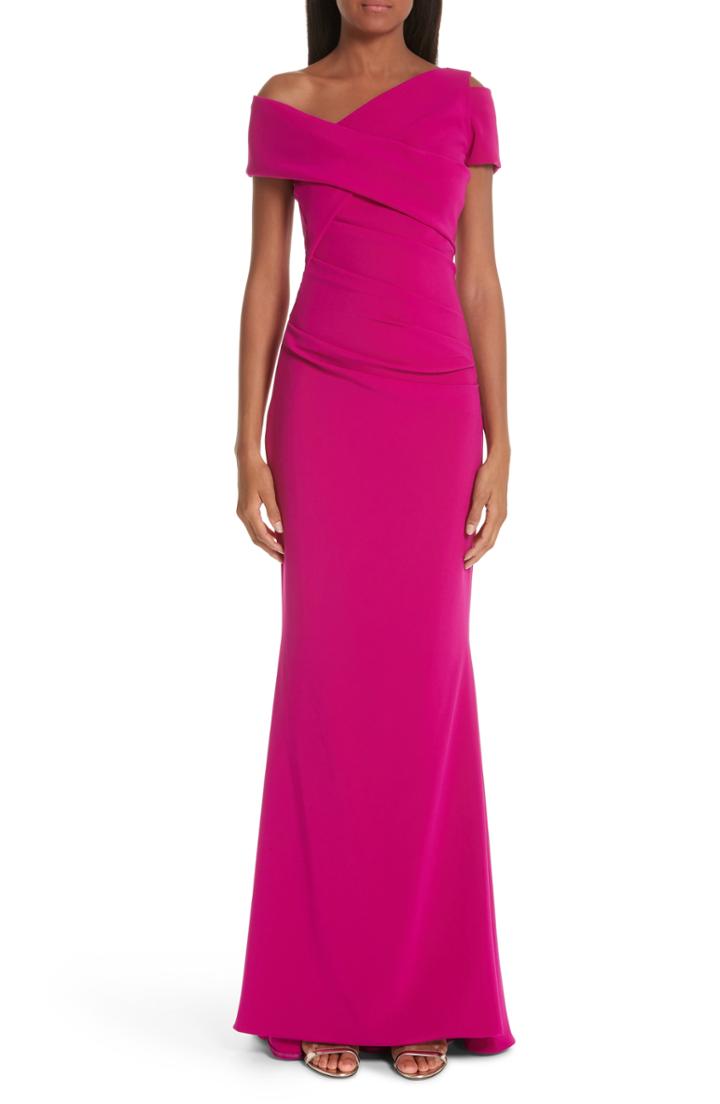 Women's Talbot Runhof Asymmetrical Evening Dress - Pink
