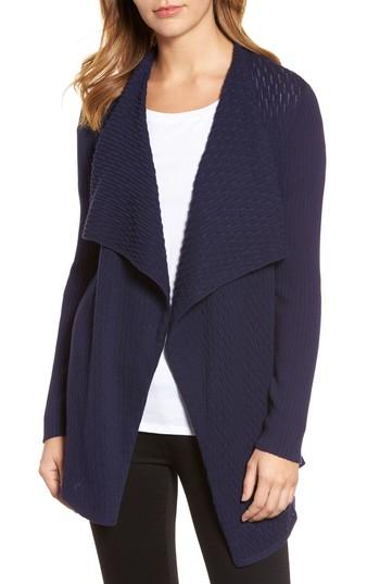 Women's Chaus Novelty Stitch Drape Front Cardigan - Blue
