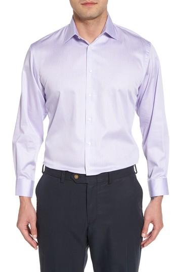 Men's Nordstrom Men's Shop Traditional Fit Stripe Dress Shirt .5 32/33 - Purple