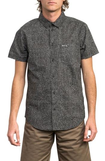 Men's Rvca Benji Short Sleeve Woven Shirt - Black