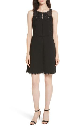 Women's Ted Baker London Codi Embroidered Scallop A-line Dress - Black