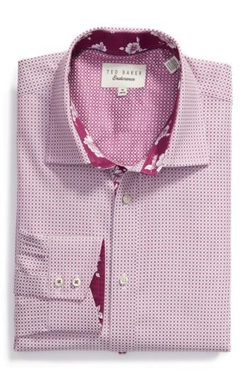 Men's Ted Baker London Eager Trim Fit Geometric Dress Shirt - 34/35 - Pink
