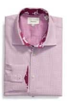 Men's Ted Baker London Eager Trim Fit Geometric Dress Shirt - 34/35 - Pink