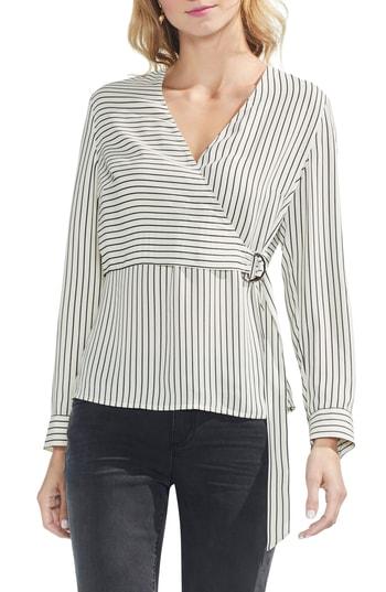 Women's Vince Camuto Legacy Stripe Wrap Top, Size - White