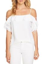 Women's Cece Cold Shoulder Ruffle Stretch Crepe Top - White