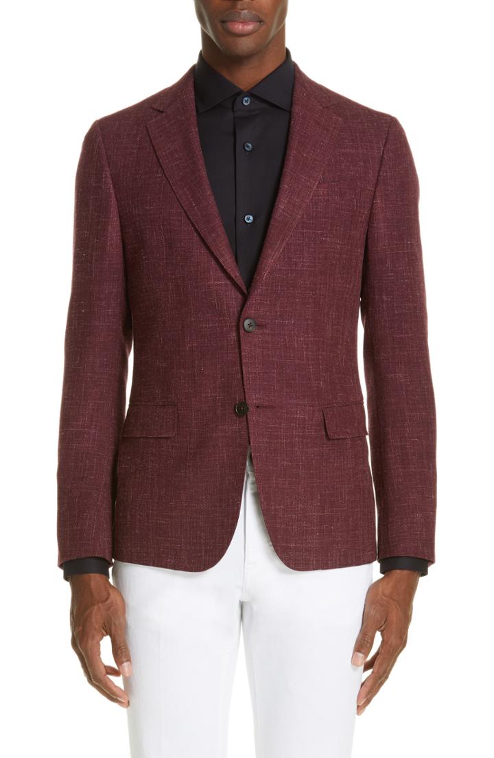 Men's Z Zegna Wool & Silk Melange Sport Coat Us / 48 Eu R - Red