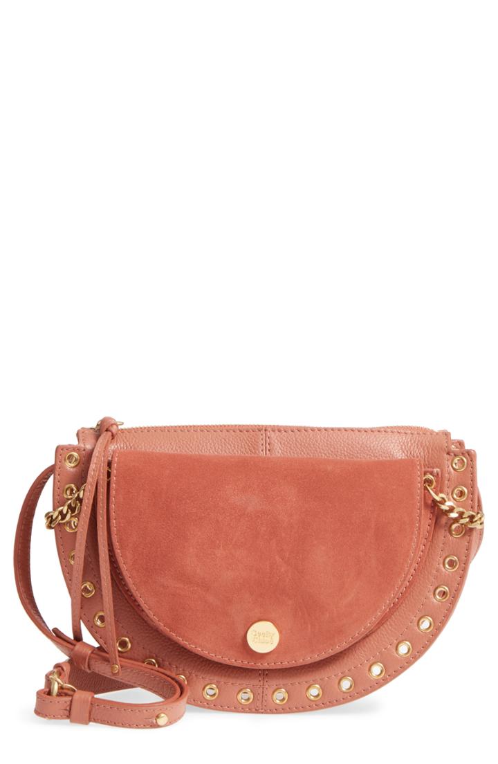 See By Chloe Kriss Leather & Suede Grommet Shoulder Bag -