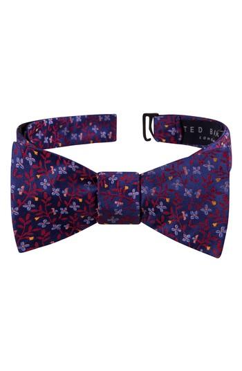 Men's Ted Baker London Vine Botanical Silk Bow Tie, Size - Blue