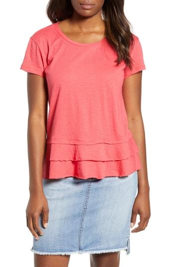 Women's Caslon Tiered Short Sleeve Tee - Pink