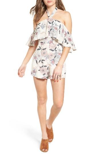 Women's Lush Halter Romper - Beige