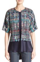 Women's St. John Collection Dara Fringe Knit Jacket, Size - Blue