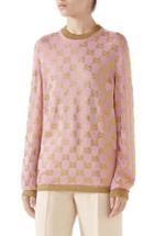 Women's Gucci Crystal Gg Logo Sweater - Pink
