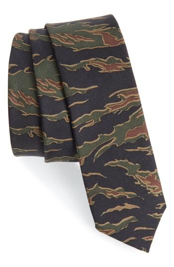 Men's The Kooples Camo Silk Skinny Tie, Size - Green
