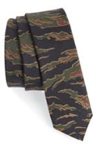 Men's The Kooples Camo Silk Skinny Tie, Size - Green