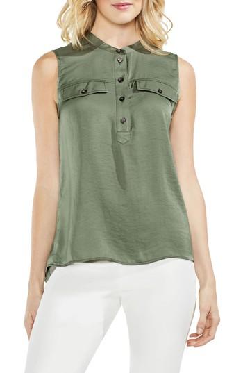 Women's Vince Camuto Sleeveless Henley Blouse, Size - Green
