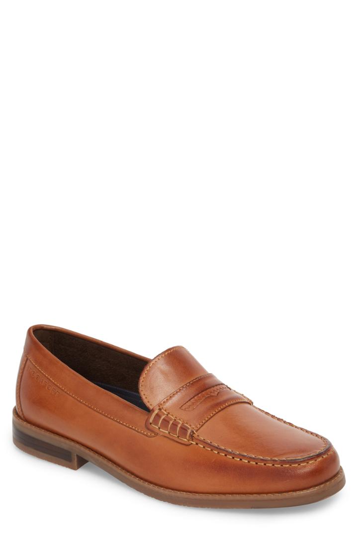 Men's Rockport Cayleb Moc Toe Penny Loafer .5 M - Brown