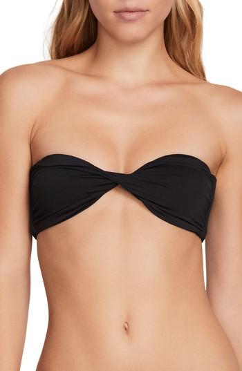 Women's Volcom Simple Seamless Baseau Bikini Top - Black