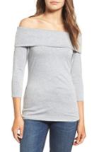 Women's Hinge Off The Shoulder Stretch Jersey Top, Size - Grey