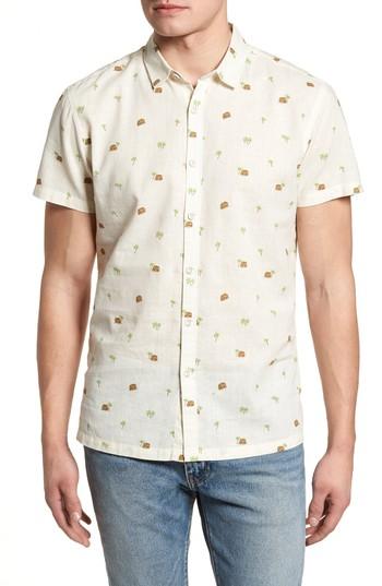 Men's Kahala Hale Niu Trim Fit Linen Blend Camp Shirt - White