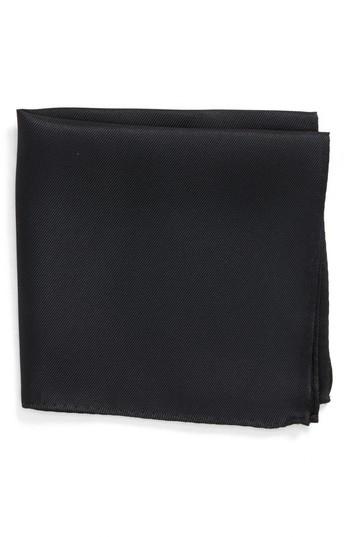 Men's Nordstrom Men's Shop King Twill Silk Pocket Square, Size - Black