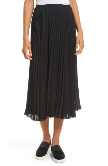 Women's Vince Pleated Chiffon Midi Skirt - Black