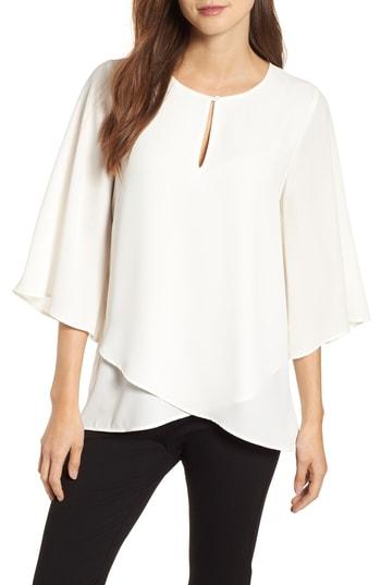 Women's Karen Kane Keyhole Crossover Crepe Top - Beige