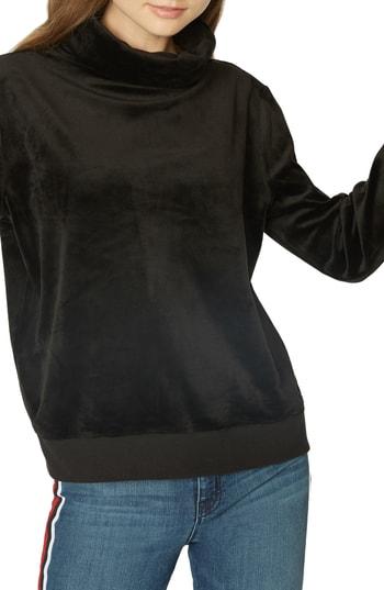 Women's Sanctuary Oslo Velour Cowl Neck Pullover - Black
