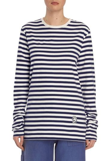 Women's Burberry Breton Stripe Cotton Tee - Blue