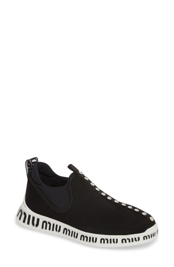 Women's Miu Miu Logo Slip-on Sneaker Us / 34eu - Black