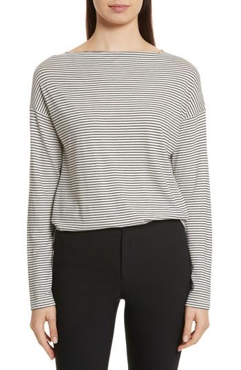 Women's Vince Stripe Boatneck Tee - White
