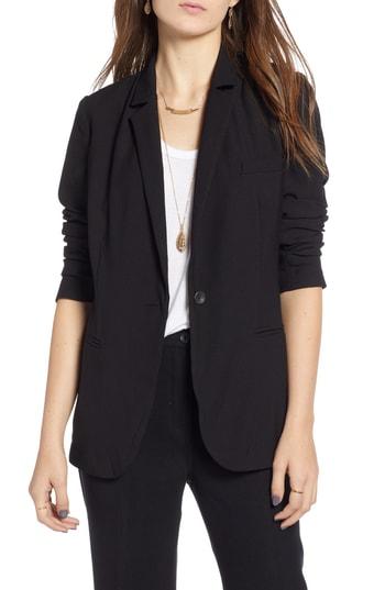 Women's Treasure & Bond Shrunken Crepe Blazer, Size - Black