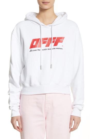 Women's Off-white Offf Crop Hoodie - White