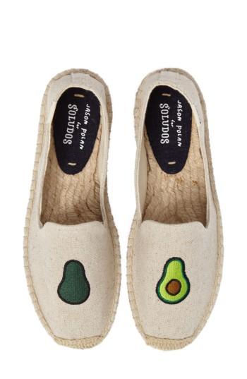 Women's Soludos Avocado Embroidered Platform Espadrille .5 M - Beige
