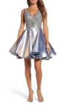 Women's Mac Duggal Bejeweled Mikado Party Dress - Metallic
