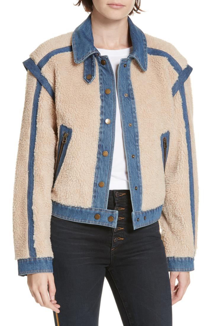 Women's Veronica Beard Potter Fleece & Denim Jacket