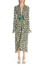 Women's Proenza Schouler Floral Print Knotted Midi Dress - White