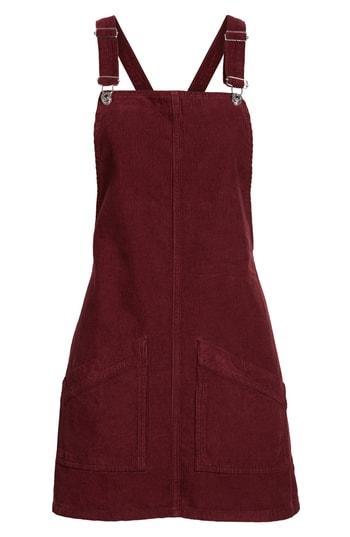 Women's Topshop Corduroy Pinafore Dress Us (fits Like 0-2) - Burgundy