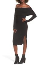 Women's Socialite Off The Shoulder Sweater Dress - Black