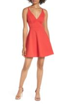 Women's Lulus Believe In Love Strappy Back Skater Dress - Red