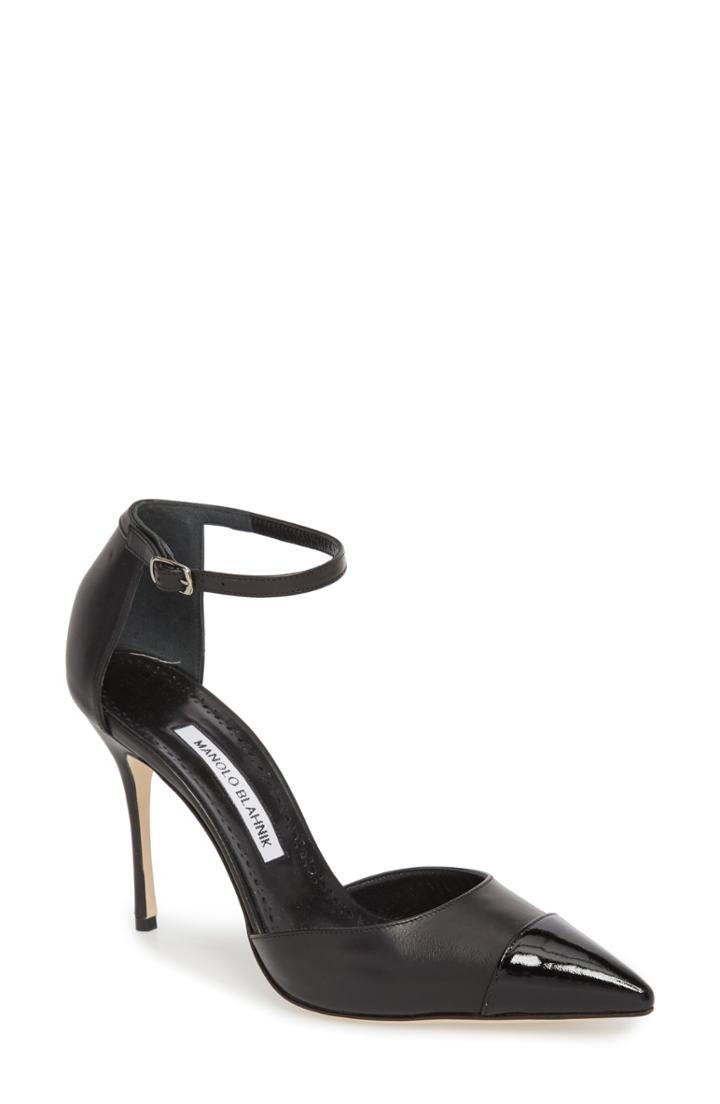 Women's Manolo Blahnik Trova Cap Toe Pump .5us / 36.5eu - Black