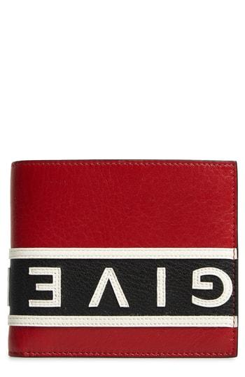 Men's Givenchy Reverse Logo Band Leather Wallet - Black