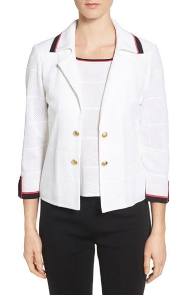 Women's Ming Wang Contrast Trim Notch Collar Jacket