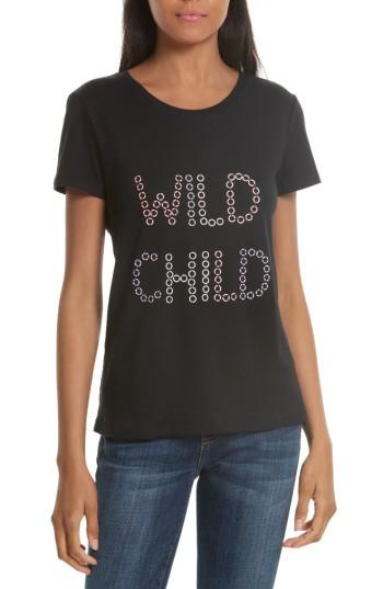 Women's Alice + Olivia Rylyn Embellished Tee - Black