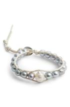 Women's Chan Luu Grey Pearl Single Wrap Bracelet