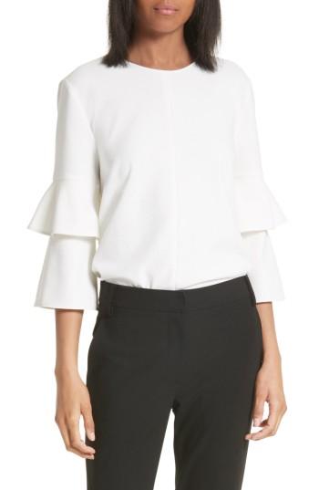 Women's Tibi Bell Sleeve Stretch Crepe Top - Green