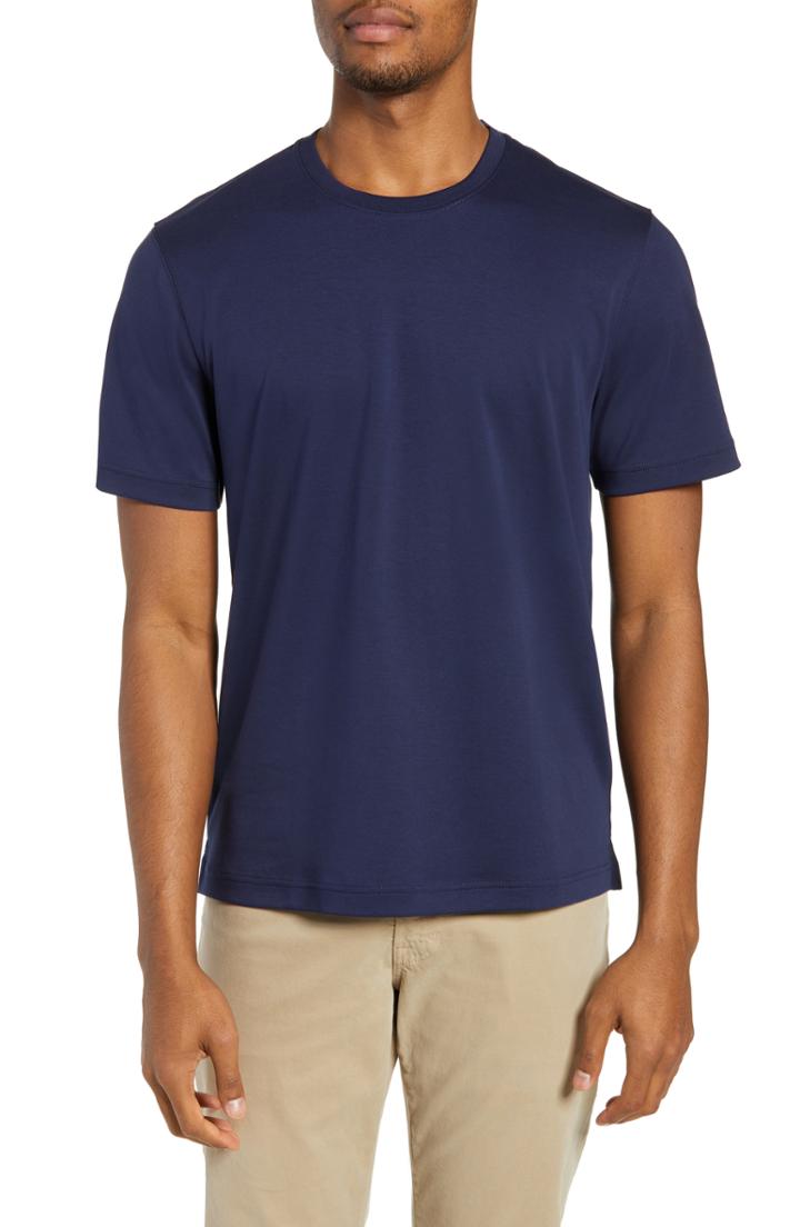 Men's Nordstrom Men's Shop Tech-smart Crewneck T-shirt, Size - Blue
