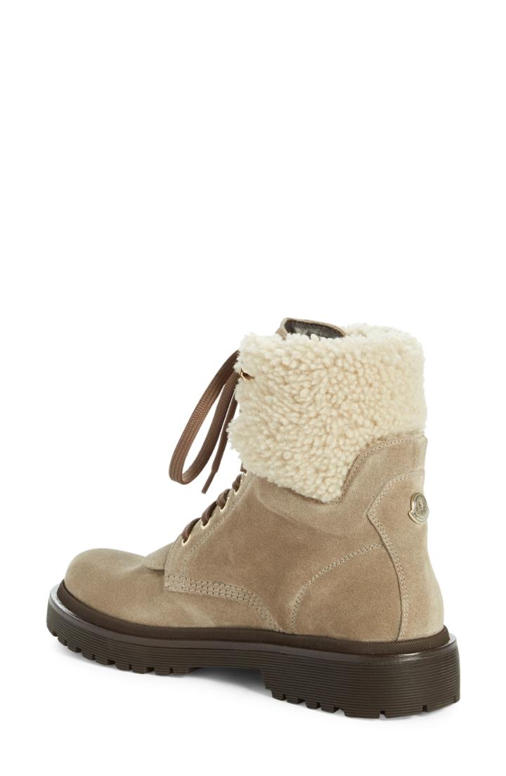 Women's Moncler Patty Scarpa Genuine Shearling Cuff Boot Us / 36eu - Beige