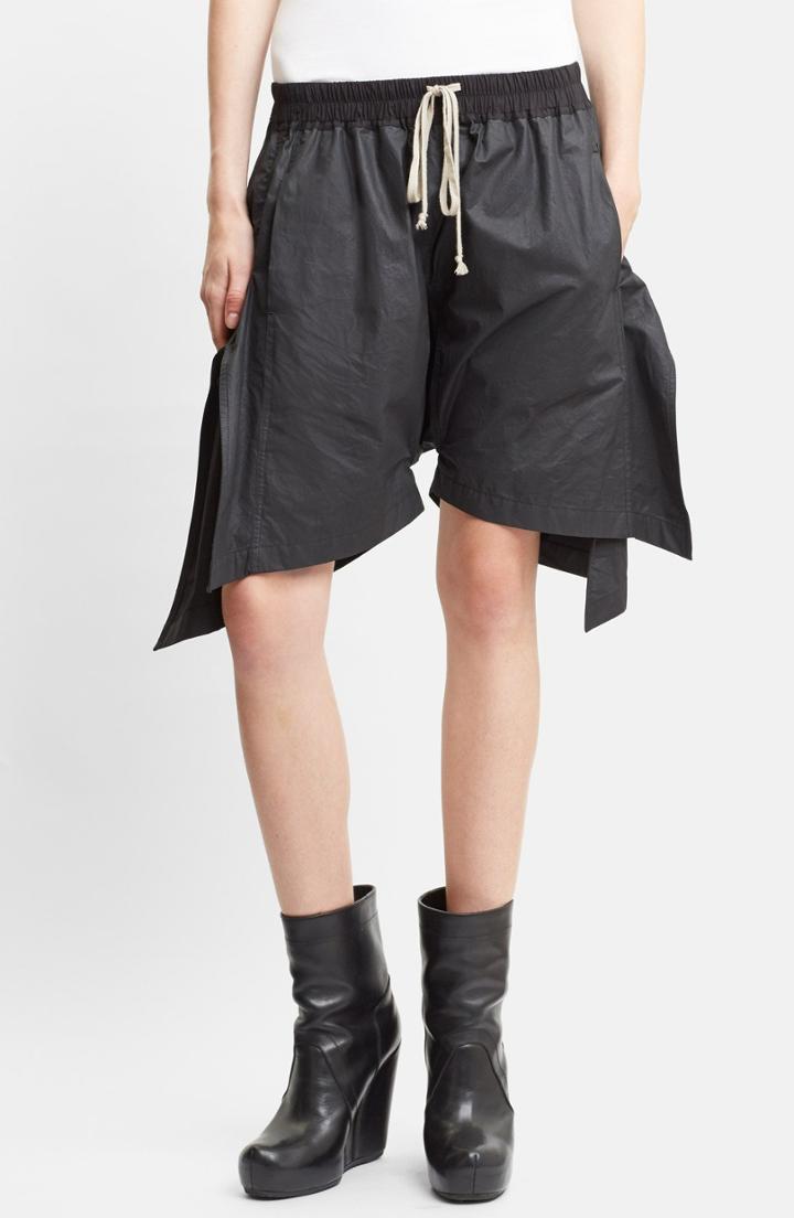Women's Rick Owens Waxed Drawstring Shorts Us / 42 It - Black