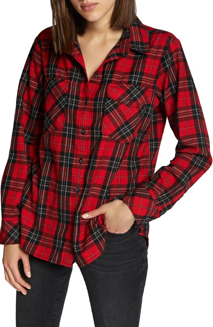 Women's Rebecca Taylor Plaid Ruffle Silk Blouse