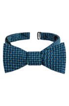 Men's Ted Baker London Basket Weave Grid Silk Bow Tie, Size - Black